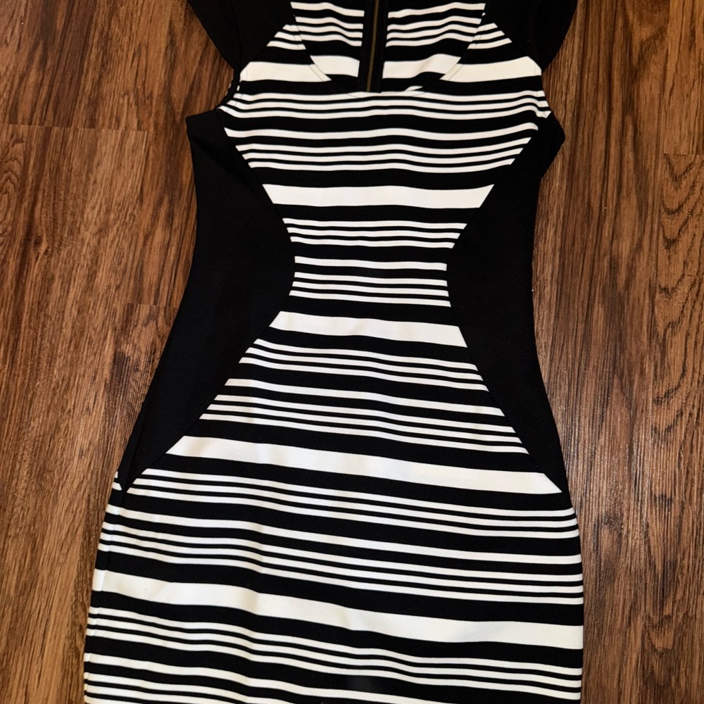 Express Black and White Striped Mini Dress